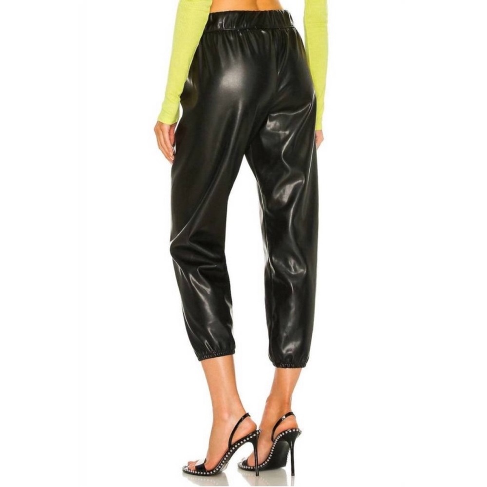Enza Costa Vegan Leather Cropped Jogger Pants Black NWOT Size 0
